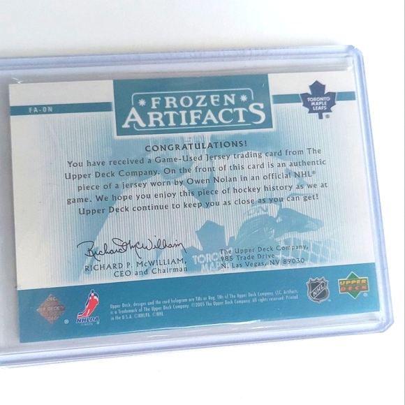 Owen Nolan Toronto Maple Leafs Frozen Artifacts Game-Used Jersey Card 228/275 - Picture 2 of 2